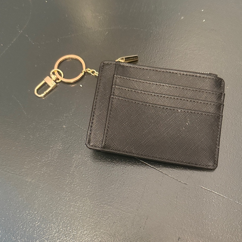 Black Card Holder with Keychain